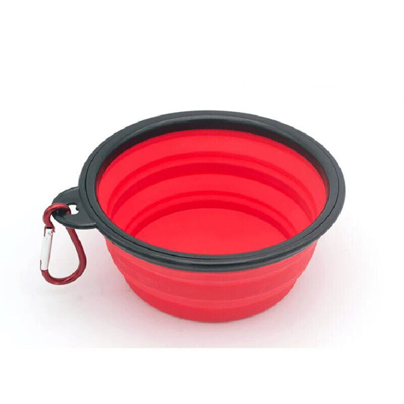 Hunde Fress Napf Silikonschüssel Tragbar für Essen und Trinken Mit Karabiner