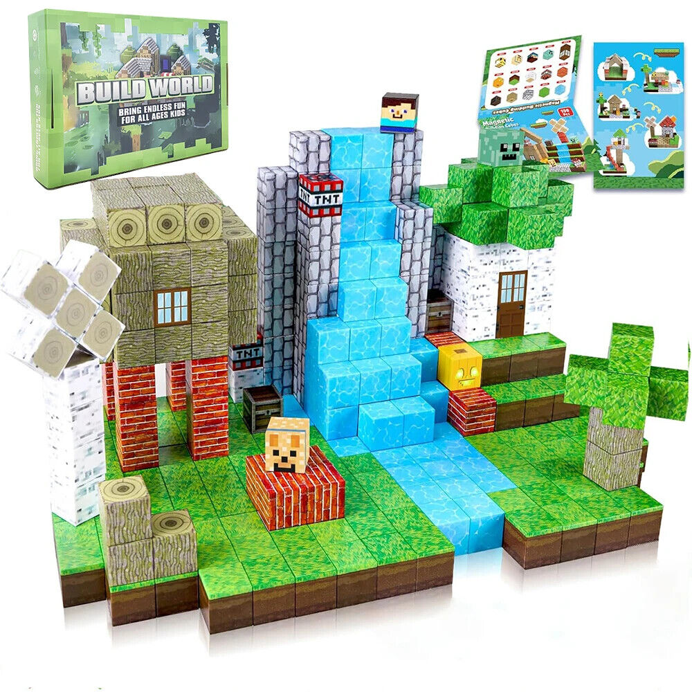 Magnetische Bausteine Mine Magnet Mincraft Set Spielzeug Bau Würfel Welt bauen