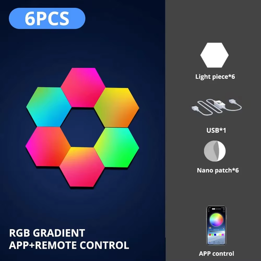 Sechseckige Wandlichter smart RGB Sechseck Wand Lampe Beleuchtung Farbwechsel 