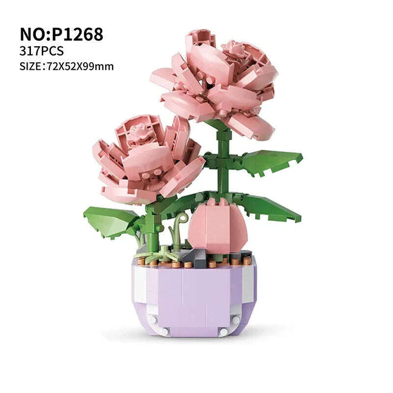 HABO Blumenstrauß Bausteine Set DIY Blumen Geschenk Valentinstag Frauen Mädchen
