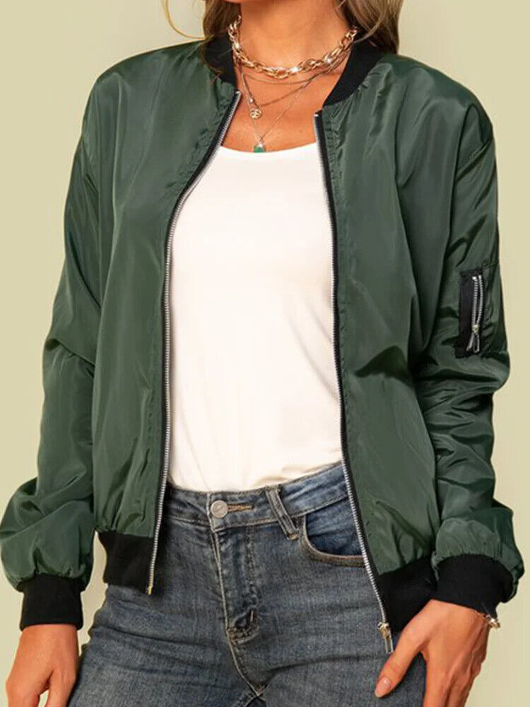 HABO Bomber Jacke Frauen Dünne Bomber Jacke Sommer Herbst Fahrrad Windjacke 