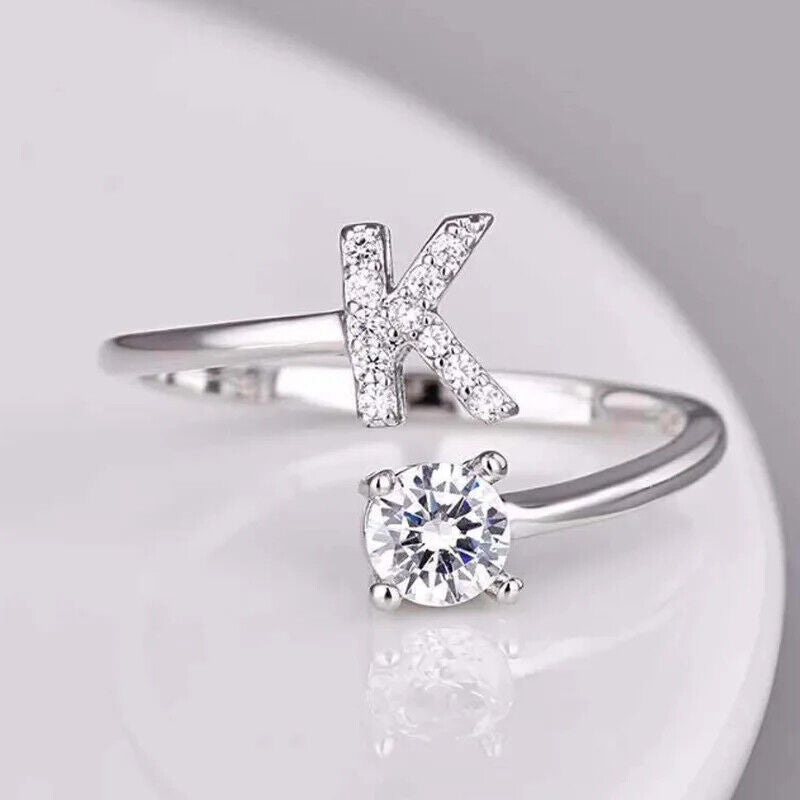 Buchstabenring Gold Silber A-Z Größenverstellbare Größe Ring Für Frauen Geschenk