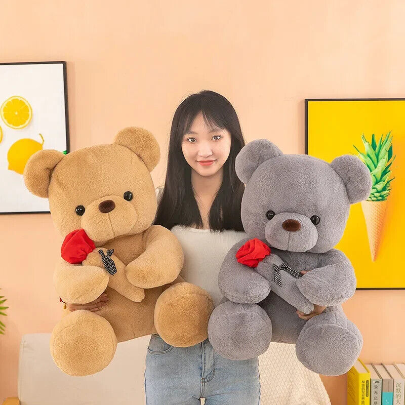 Valentinstag Rosen Teddybär Plüschbär mit Rose Stofftier Geschenk Valentinstag