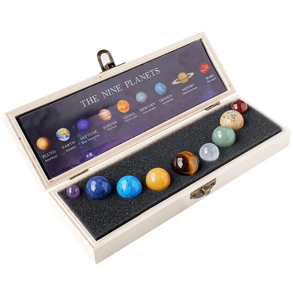 Natürliche Kristall 9-Planeten-Kugel, Solar-Sonnensystem, Felsen, Quarz, Steine,