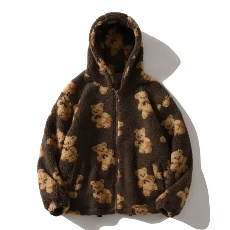 Kuschelige Jacke Herz Bär Design Plüsch Jacke Frauen Winter Koreanischer Zipper