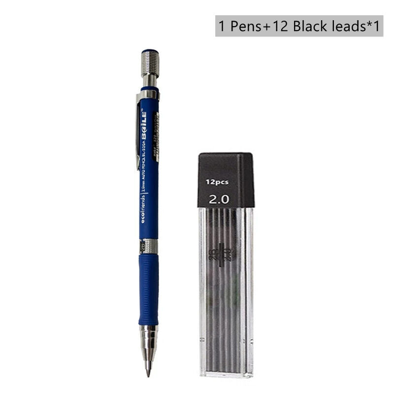HABO Druckbleistift-Set 2,0 mm – Schwarze & Farbminen zum Schreiben, Zeichnen