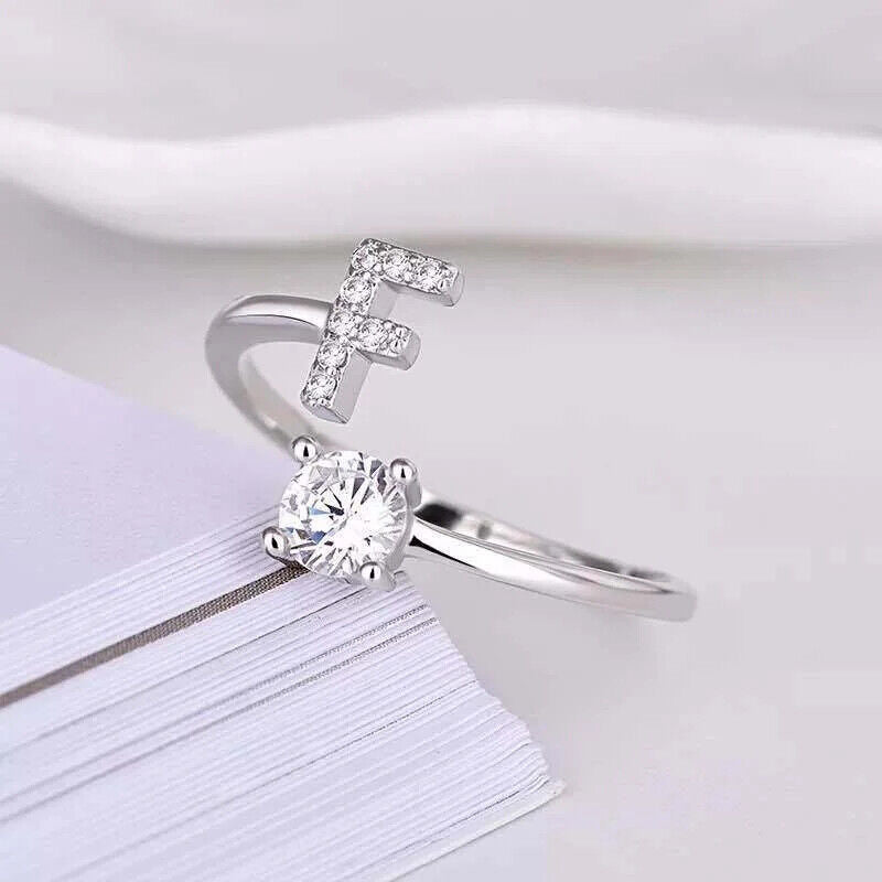 Buchstabenring Gold Silber A-Z Größenverstellbare Größe Ring Für Frauen Geschenk