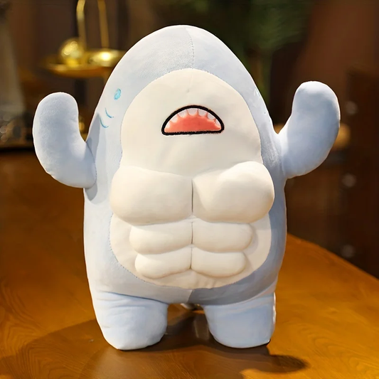 45 Cm Muskelhai Plüschtier Wal Fisch Kuscheltier Geschenk Muskeln Bodybuilder