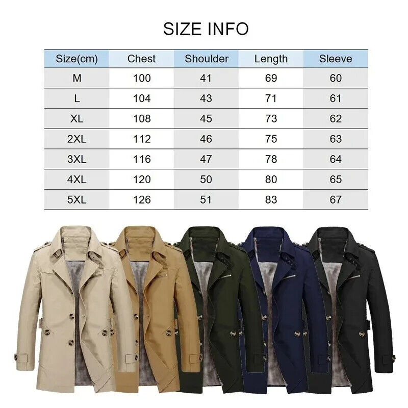 Trenchcoat Mantel Wintermantel Männer Baumwolle Business-Jacke Herbst Winter