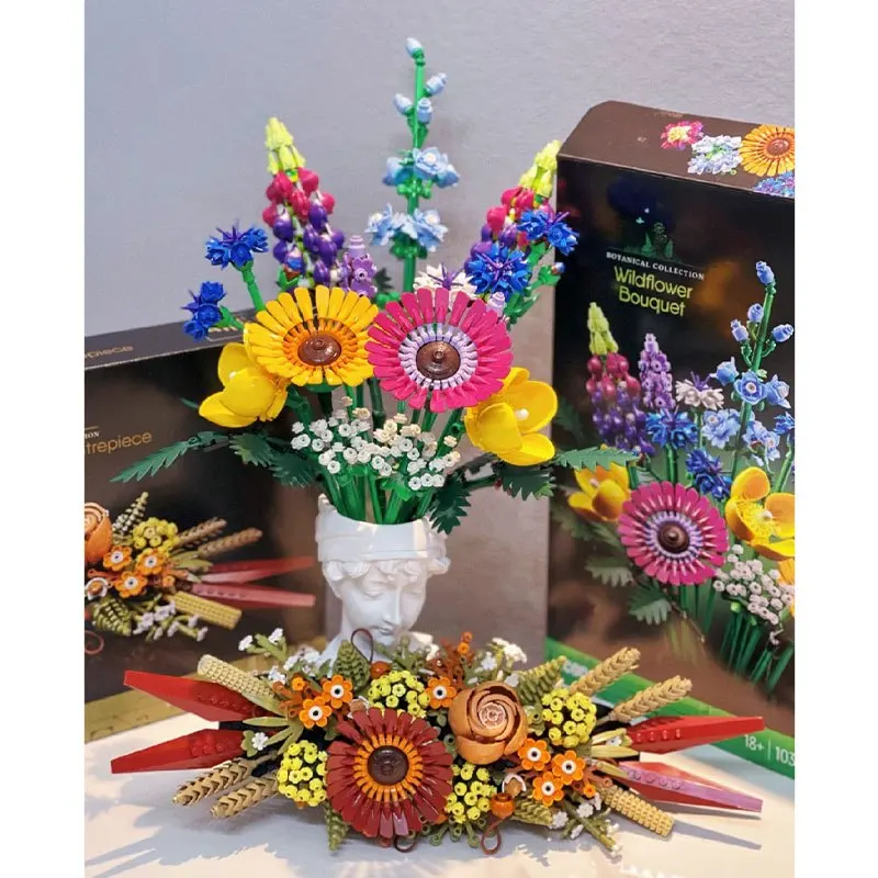 Romantischer Wildblumenstrauß, Blume 10313, Bauset, Heimdekoration, Bausteinspie