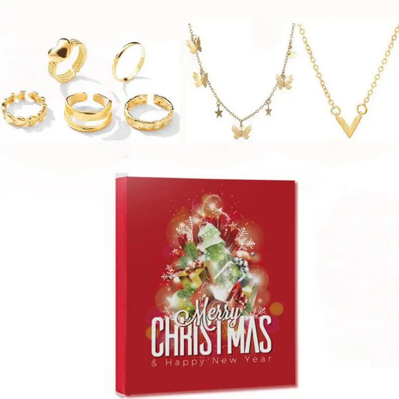 HABO Adventskalender Schmuck 8 Ohrringe 6 Ketten 6 Ringe 4 Armbänder Weihnachten