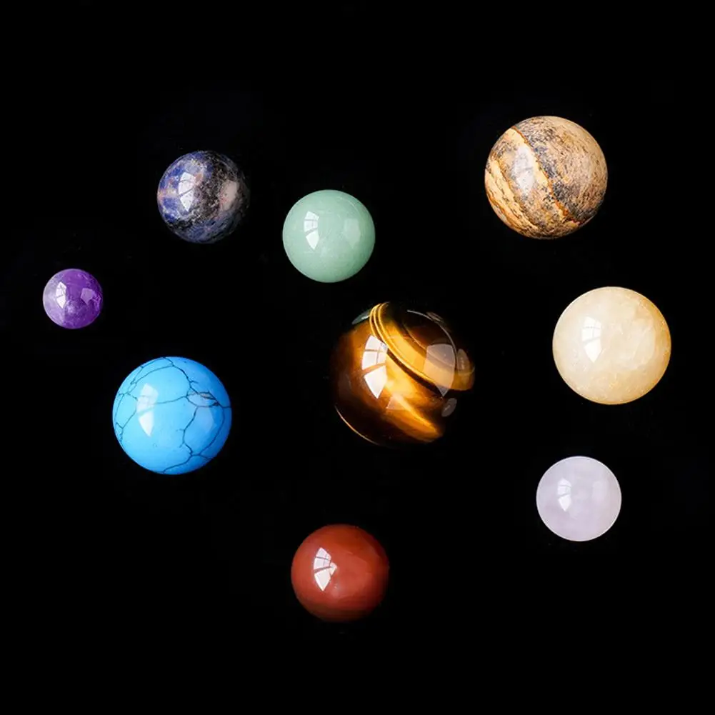 Natürliche Kristall 9-Planeten-Kugel, Solar-Sonnensystem, Felsen, Quarz, Steine,