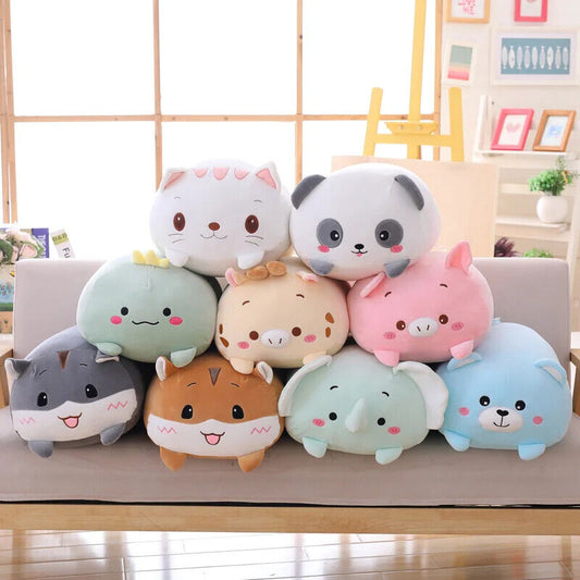 9 Arten von Tier-Plüschkissen: Katze, Hamster, Elefant, Panda, Schwein, Bär, Din