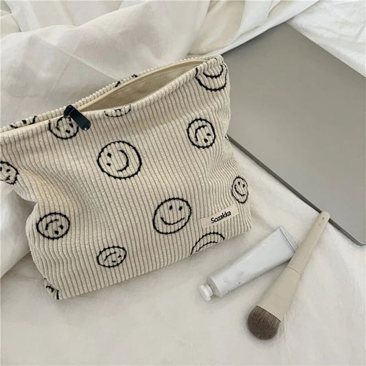 HABO Cord Tasche Beutel Make Up Kosmetik Waschtasche Retro Vintage Damen Zipper