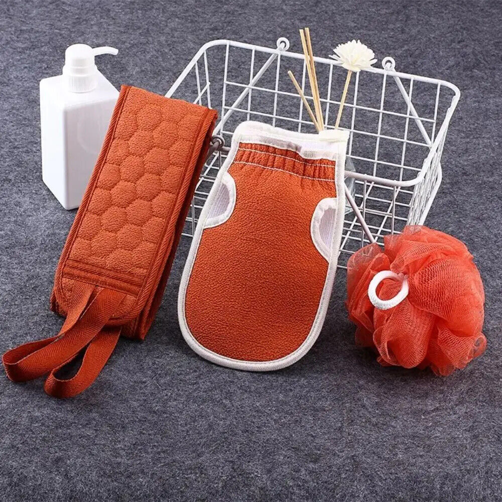 HABO Badetuch-Handschuhe Set – 3 Bad Blume, Fleckenentfernung Rückenreinigung