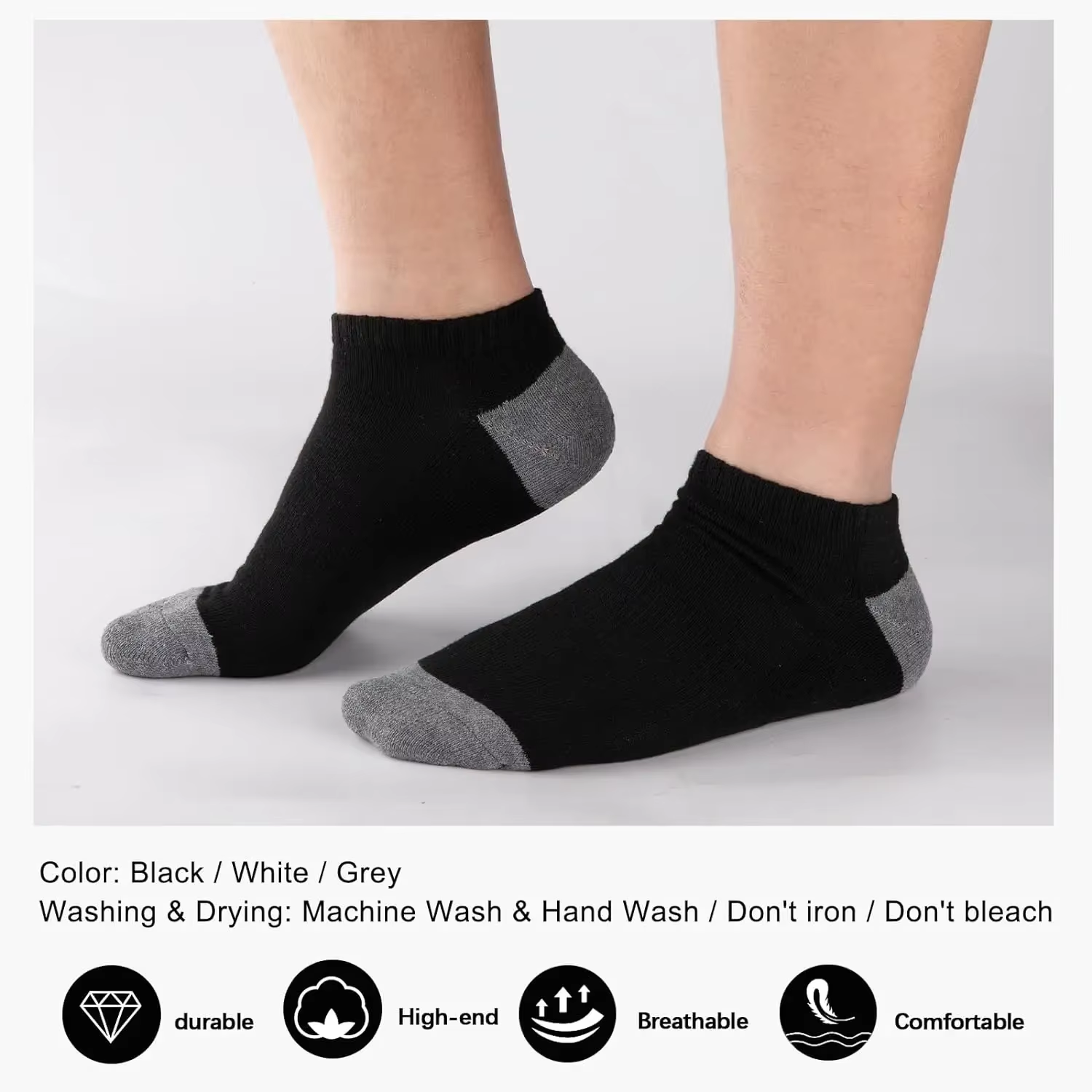 HABO 10 Paar Hochwertige Sport-Fitness-Laufsocken Atmungsaktive Kurze Socken
