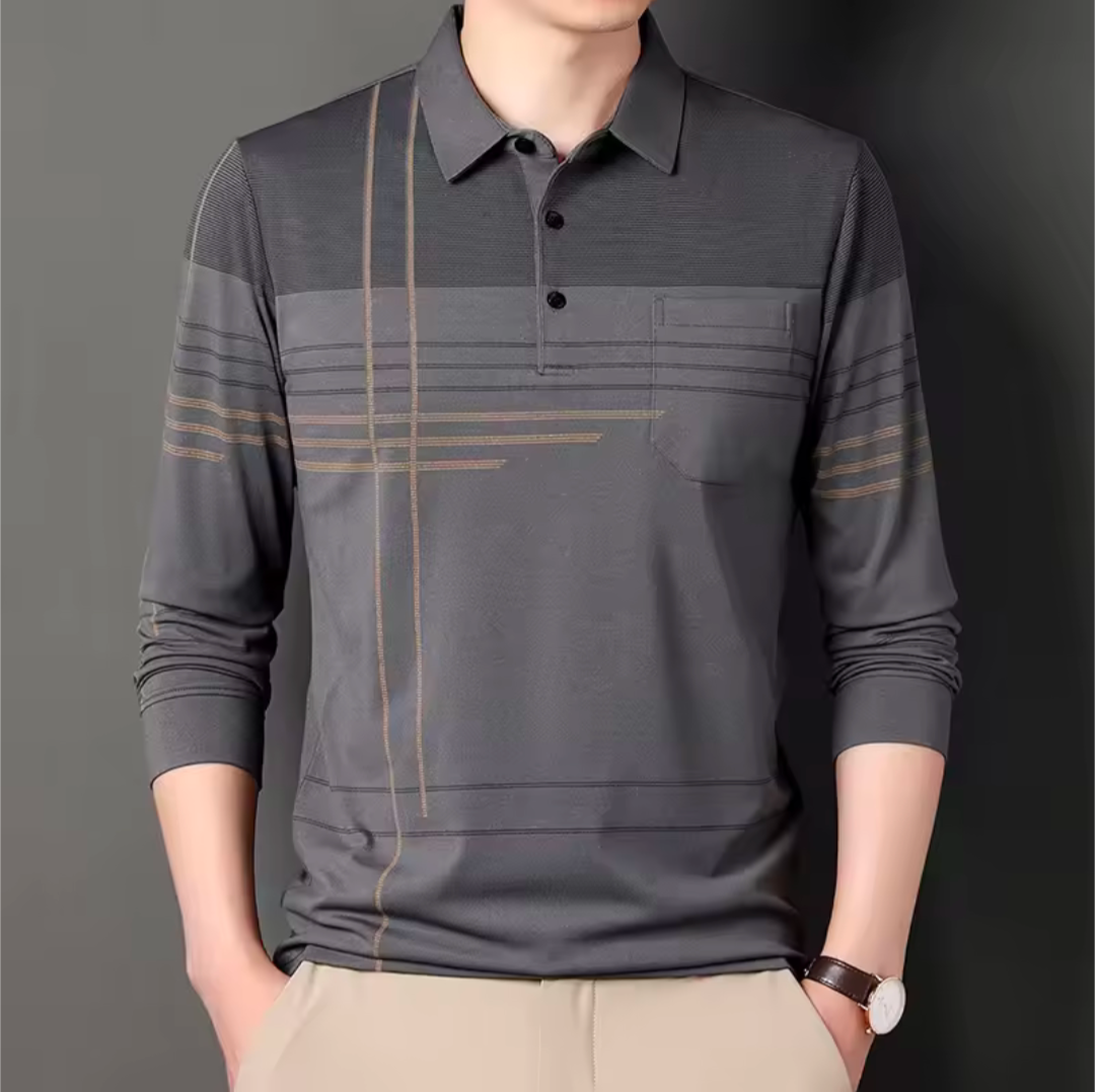 Poloshirt langärmlig Streifen Business Poloshirt lässig professionell