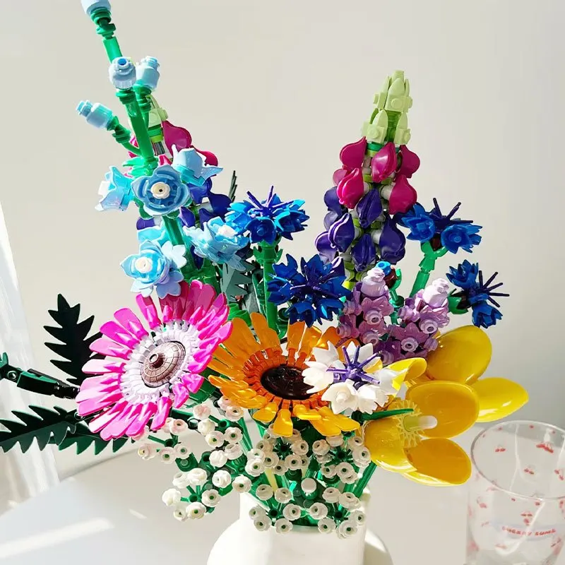 Romantischer Wildblumenstrauß, Blume 10313, Bauset, Heimdekoration, Bausteinspie