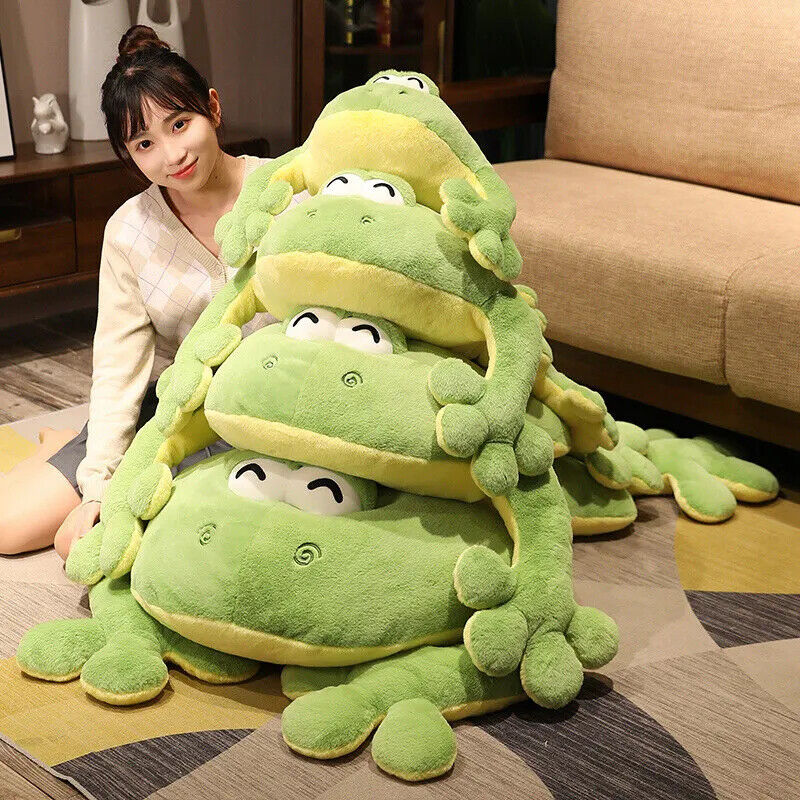 Großer grüner Frosch – Realistisches Plüschtier im Liegen-Design