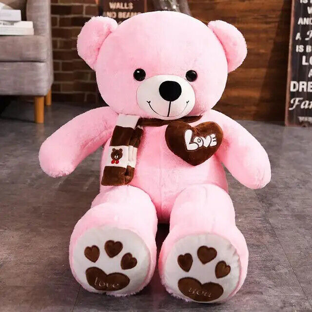 Teddybär Mit Schal Kuscheltier süßer Bär Plüschtier Geschenk für Kinder 4 Farben