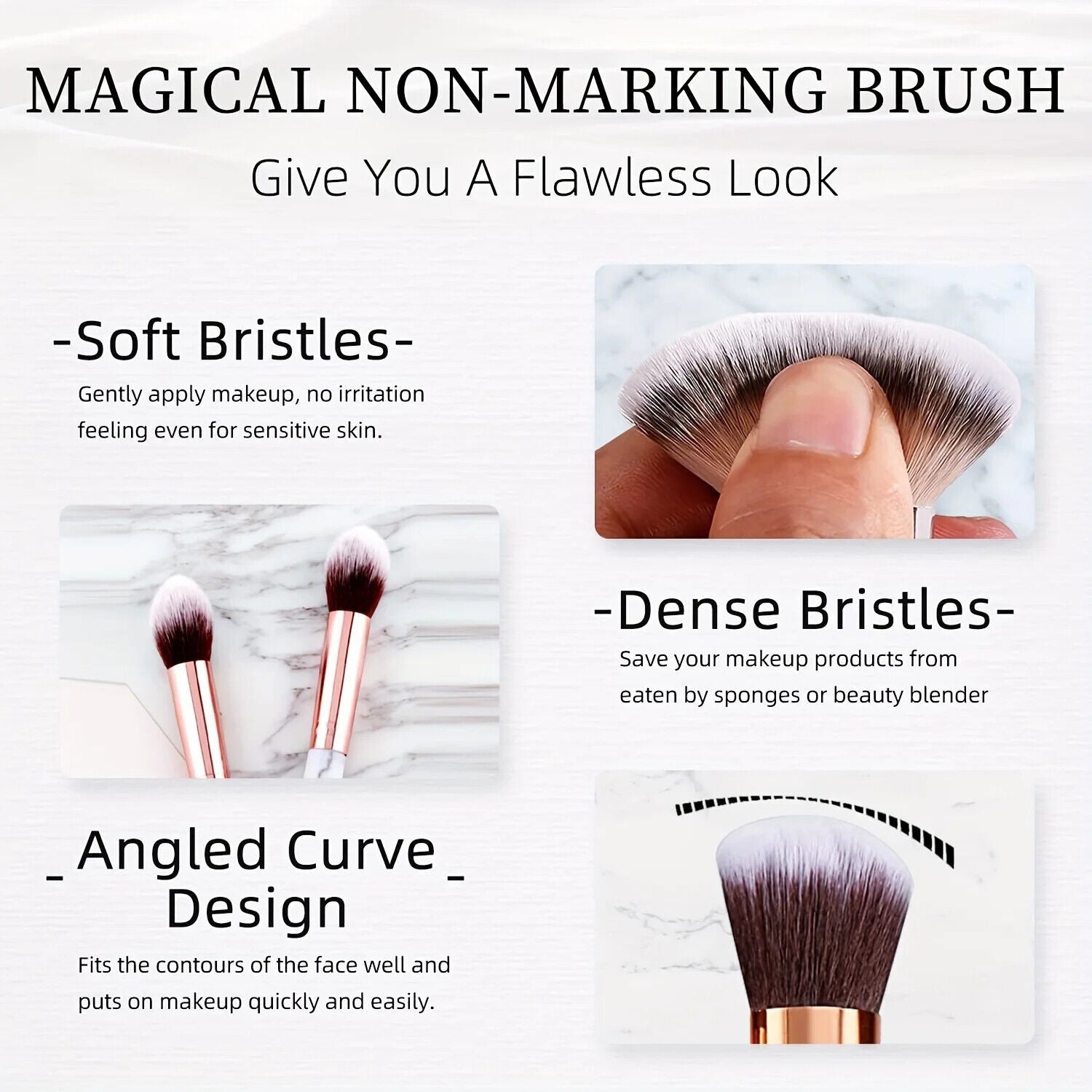 Makeup Pinsel 10 Stück Marmor Make-Up Set Professionell Foundation Puder etc.