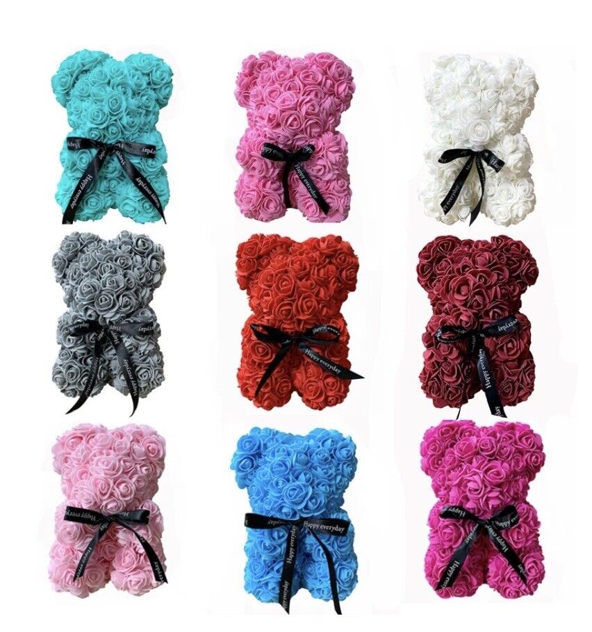 Rosen Teddybär Blumen / Valenstinstag Geschenk Freundin Freund Rot/Rosa/Blau/Wei