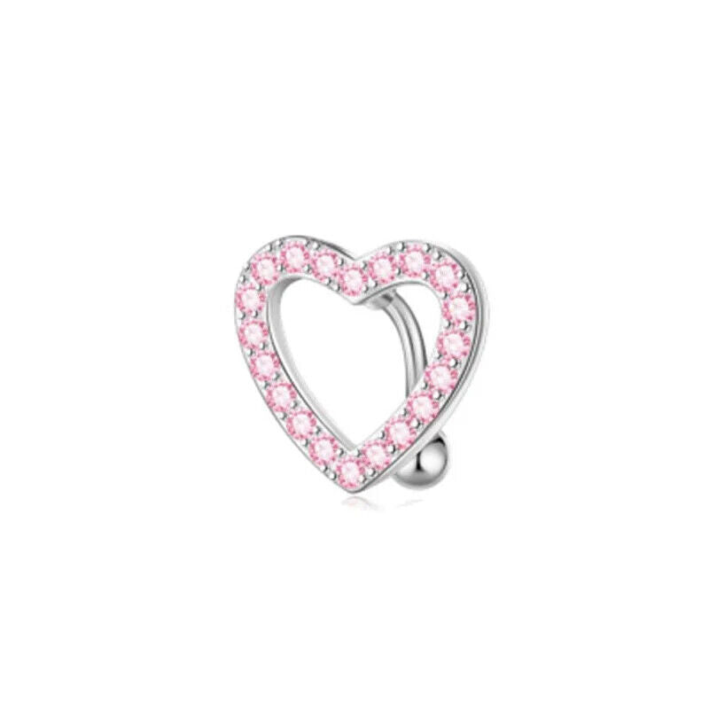 HABO Bauchnabelpiercing Rosa Damen Silber Herz Glitzer Frauen Schleife Schmuck