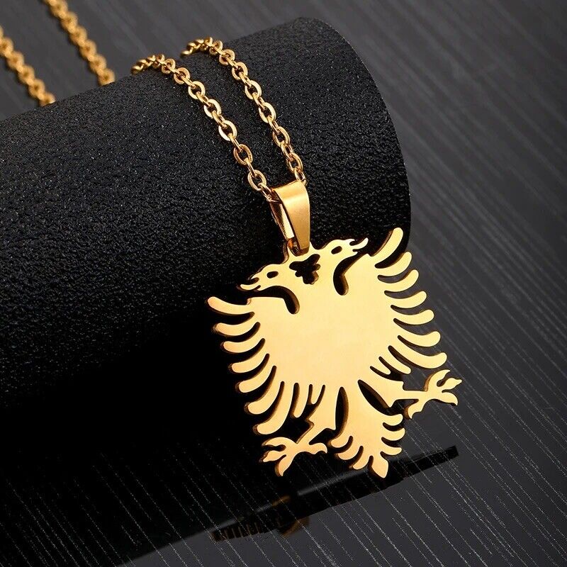 HABO Albanien Albanischer Adler Kette mit Anhänger 60cm Edelstahl Gold Silber