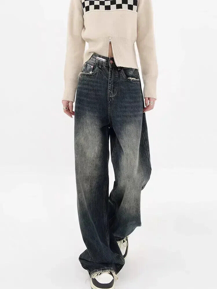 HABO Baggy Jeans Damen Y2K Vintage Retro Lange Hose Streetwear Trendy 
