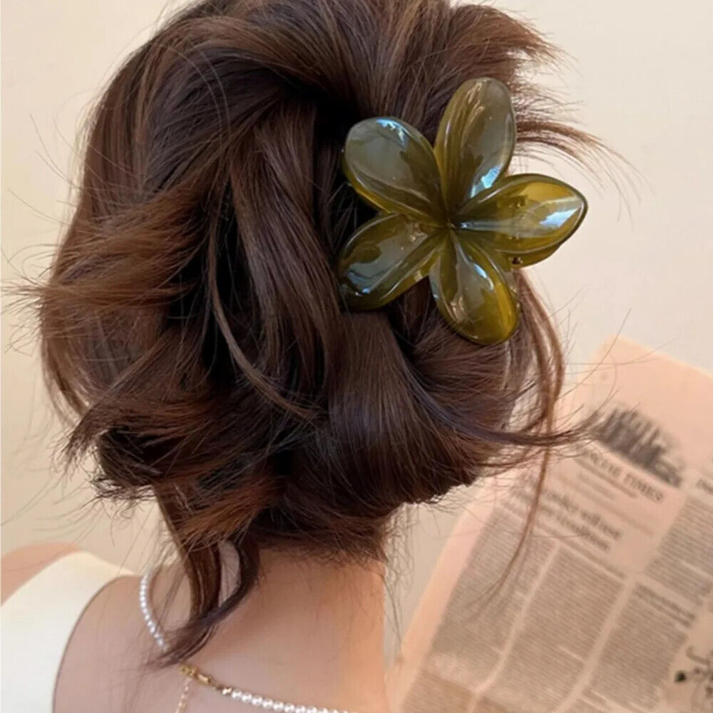 HABO Damen Haarspange Blume 8cm Blüte Braun Beige Prinzessin Hübsch Business 