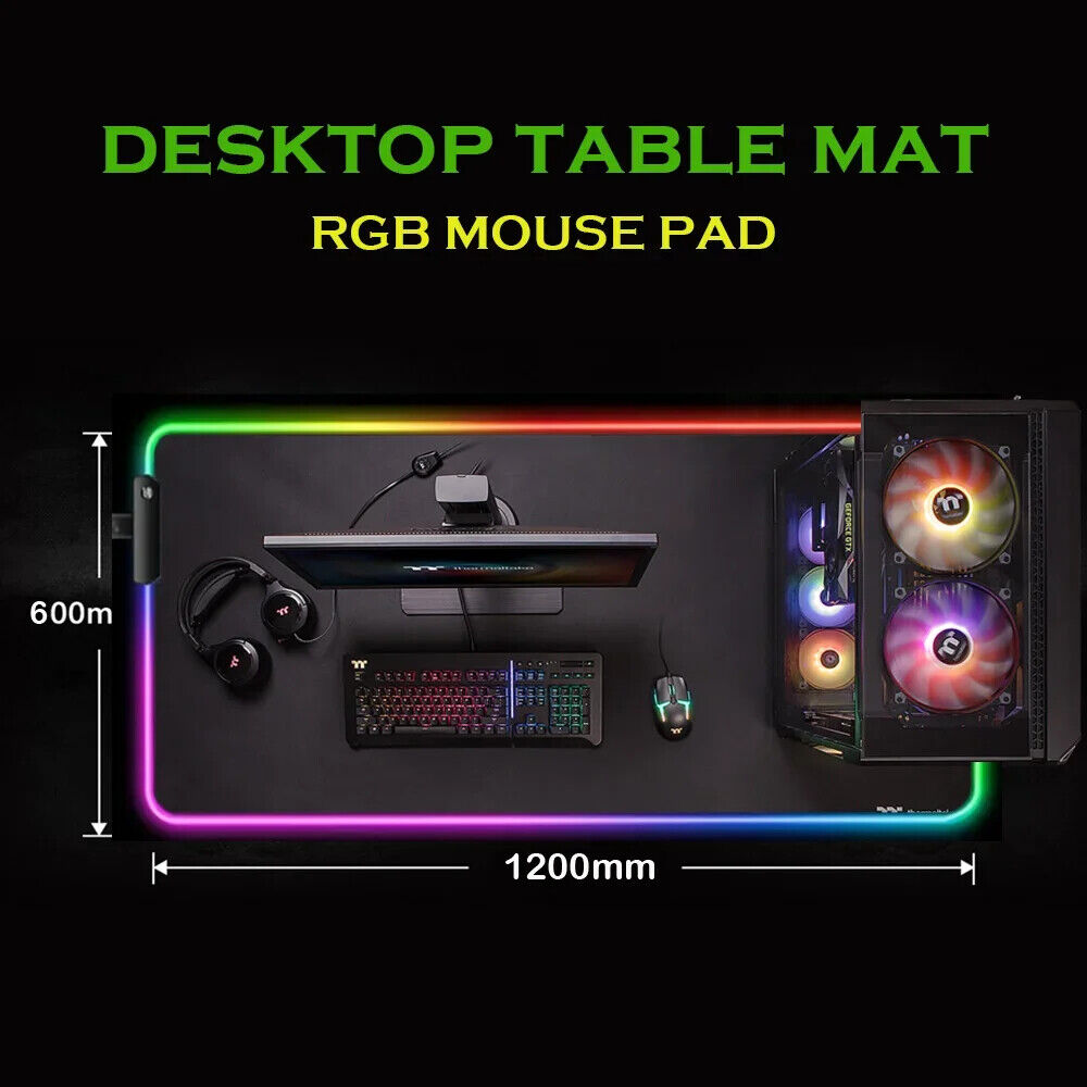 RGB Gaming Mauspad LED Mausepad Gaming Zubehör beleuchtete Gummimatte