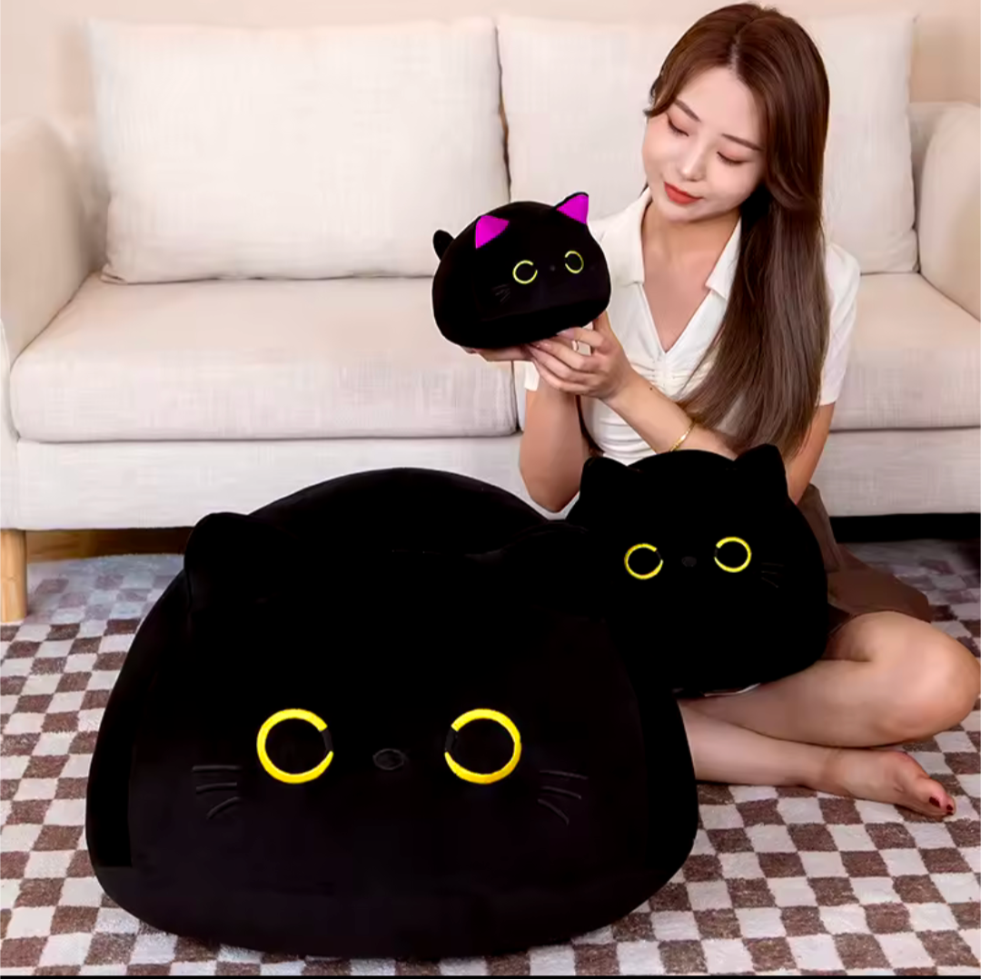 Kawaii Kleine Kuschelige Schwarze Katze Plüsch Puppe Kuscheltier Ball Spielzeug