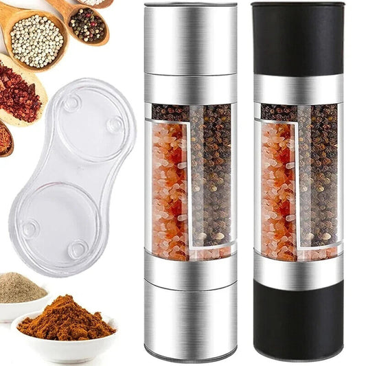 HABO 2 in 1 Gewürz Mühle Salz Pfeffer Gewürze Kräuter Kochen Haushalt Schwarz