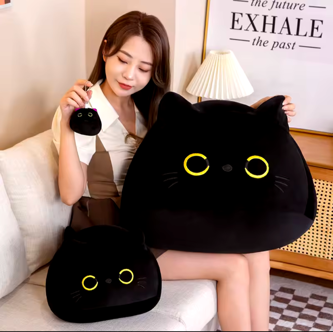 Kawaii Kleine Kuschelige Schwarze Katze Plüsch Puppe Kuscheltier Ball Spielzeug