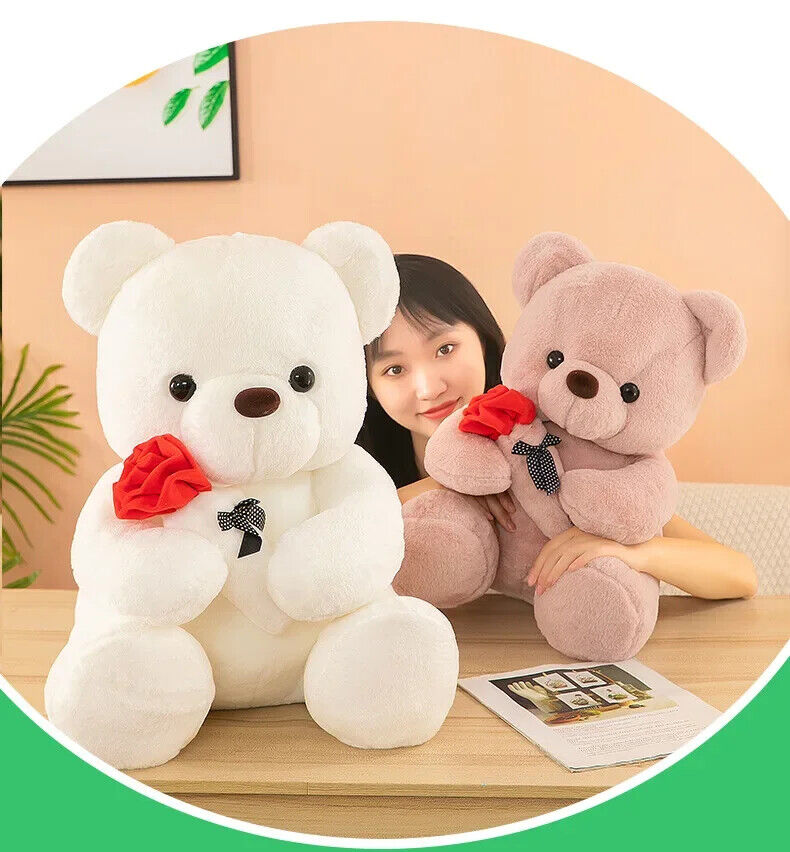 Valentinstag Rosen Teddybär Plüschbär mit Rose Stofftier Geschenk Valentinstag