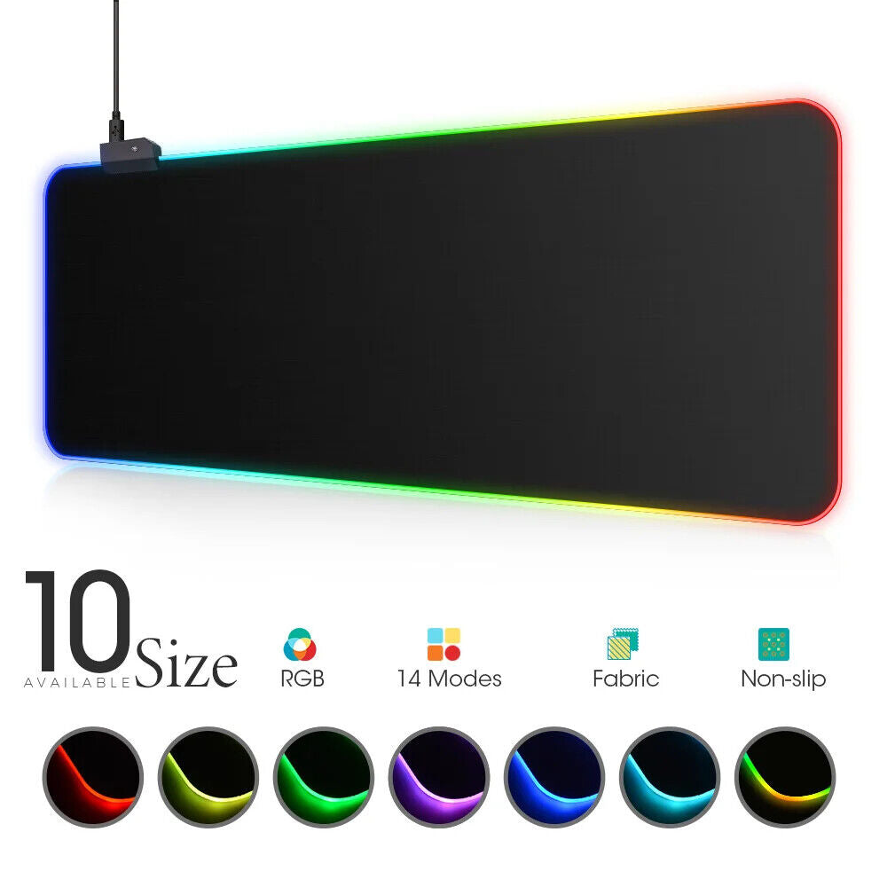 RGB Gaming Mauspad Matte LED Leuchtstreifen Schreibtischunterlage Wasserdicht
