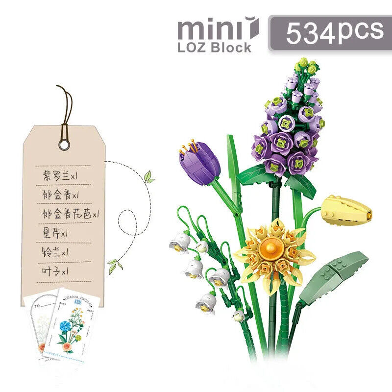 HABO Blumenstrauß Bausteine Set DIY Blumen Geschenk Valentinstag Frauen Mädchen