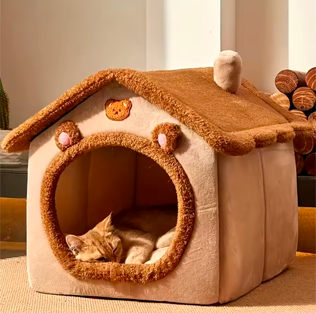 Haustier Hütte Faltbar Haus Bett für Hunde Katzen washbar kuschelig