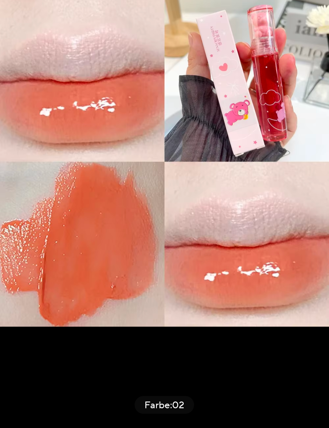 Lipgloss Bär Design glänzende Lippen Spiegelung Frauen Kosmetik Beauty Gloss