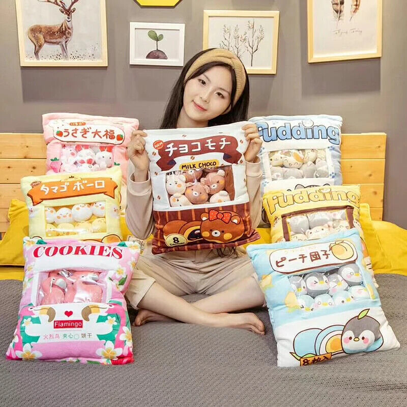 Plüsch-Snacktasche – Süße Mini-Puppen & Kissen im Frucht- und Tierdesign