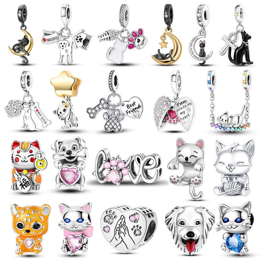 HABO TiereSerie Charms Silber – Hund, Katze Perlen für Pandora Armband Anhänger