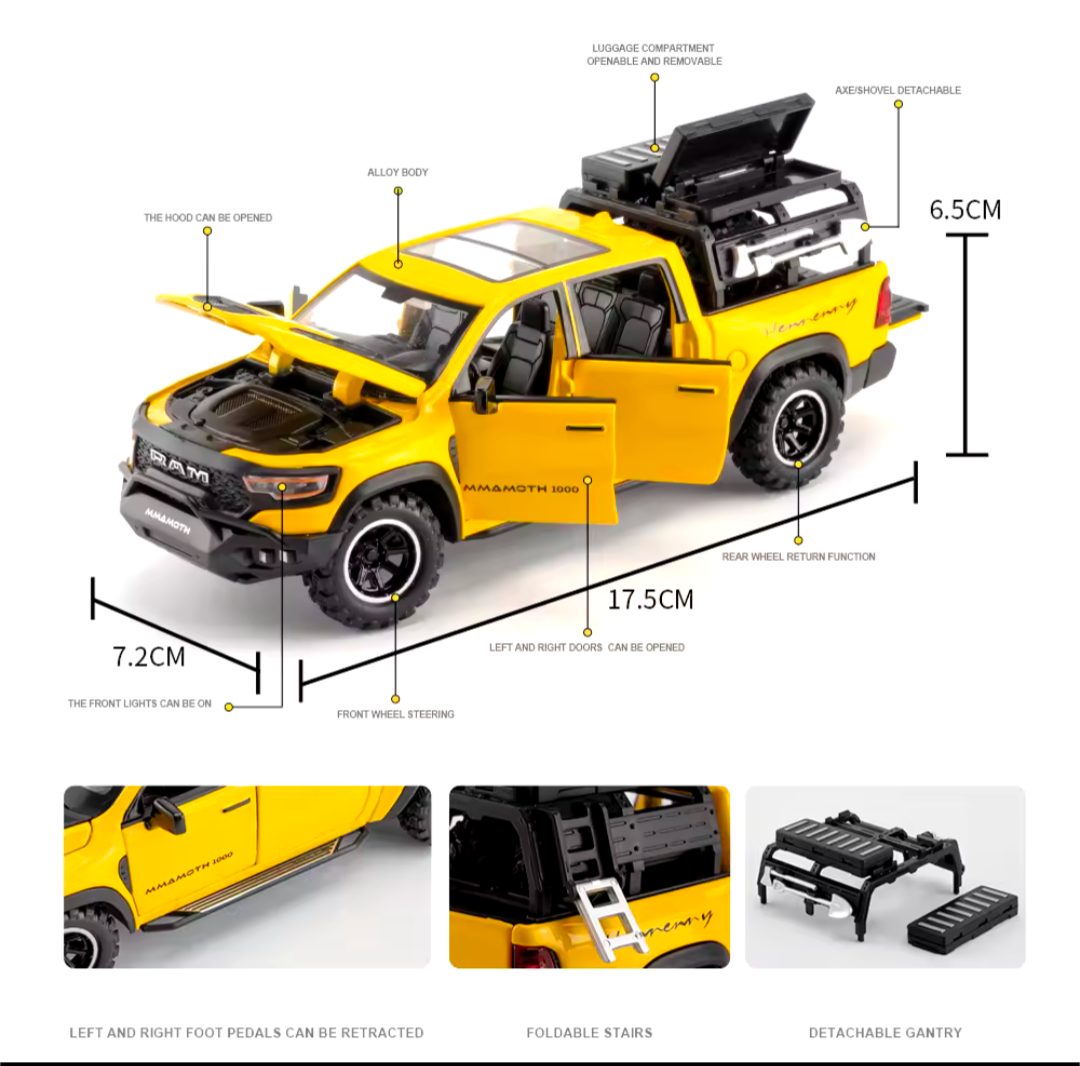 Dodge Mammoth 1000 TRX Pickup Modellauto Sammlerstück Spielzeug Maßstab 1:32