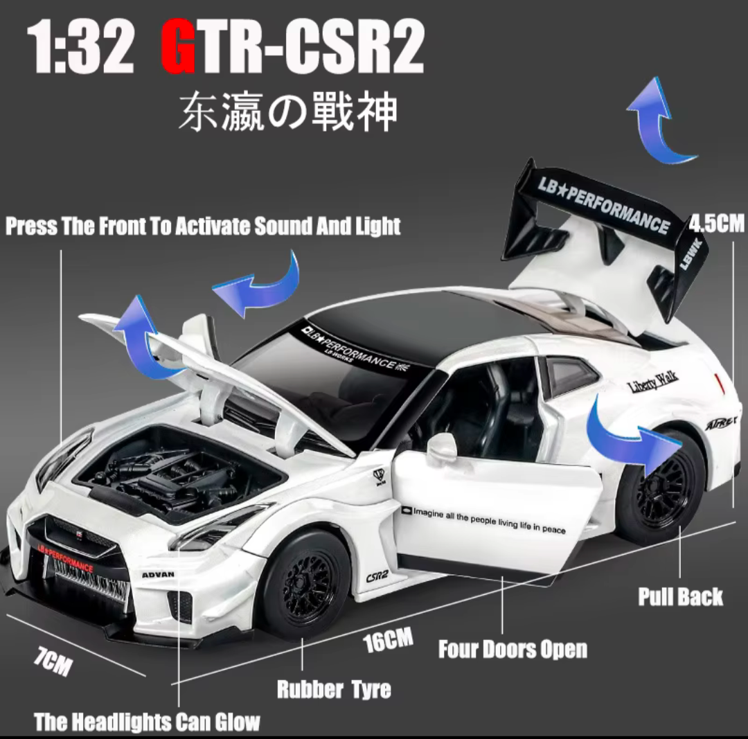 GTR CSR2 Modell in 1:32 Spielzeug Modell Fahrzeug mit und ohne Spoiler