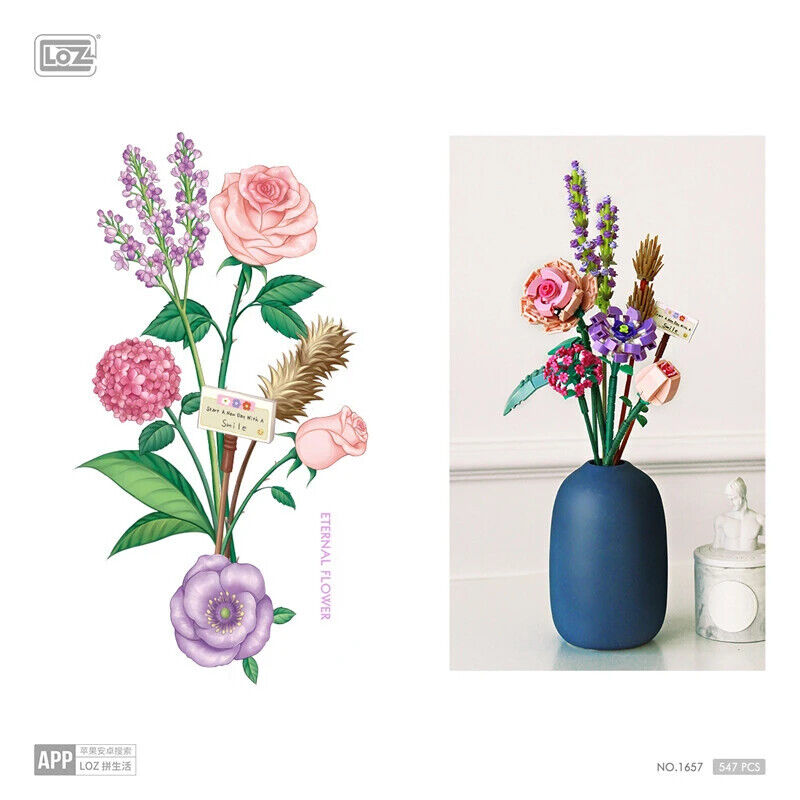 HABO Blumenstrauß Bausteine Set DIY Blumen Geschenk Valentinstag Frauen Mädchen