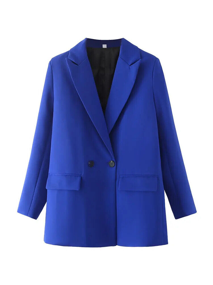 HABO Damen Blazer Zweireiher Schick Kragen Business Büro Langarm Knöpfe Mode