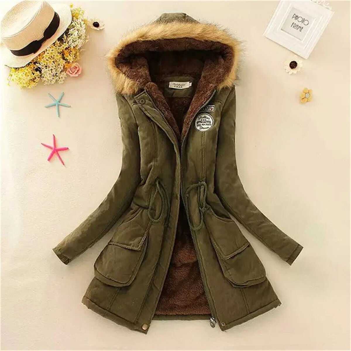 Gefütterter Wintermantel Korean Style Damen Daunen Jacke Warm Gepolsterte Parka