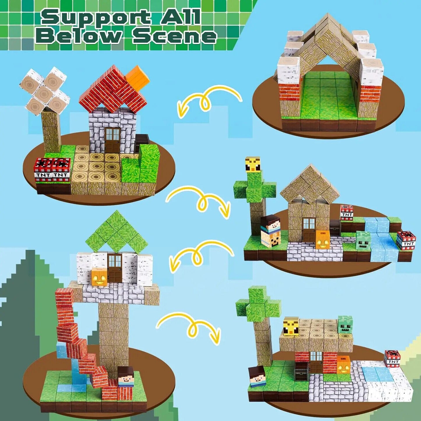 Magnetische Bausteine Mine Magnet Mincraft Set Spielzeug Bau Würfel Welt bauen
