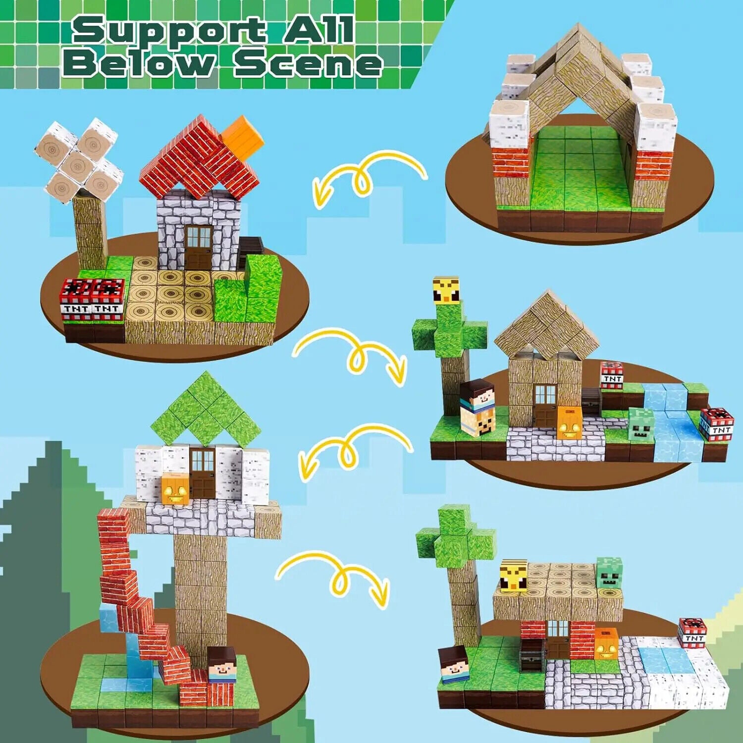 Magnetische Bausteine Mine Magnet Mincraft Set Spielzeug Bau Würfel Welt bauen
