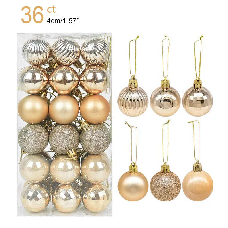 Weihnachtskugeln Weihnachtbaum Kugeln Dekoration für Christbaum Bunt Gold Silber