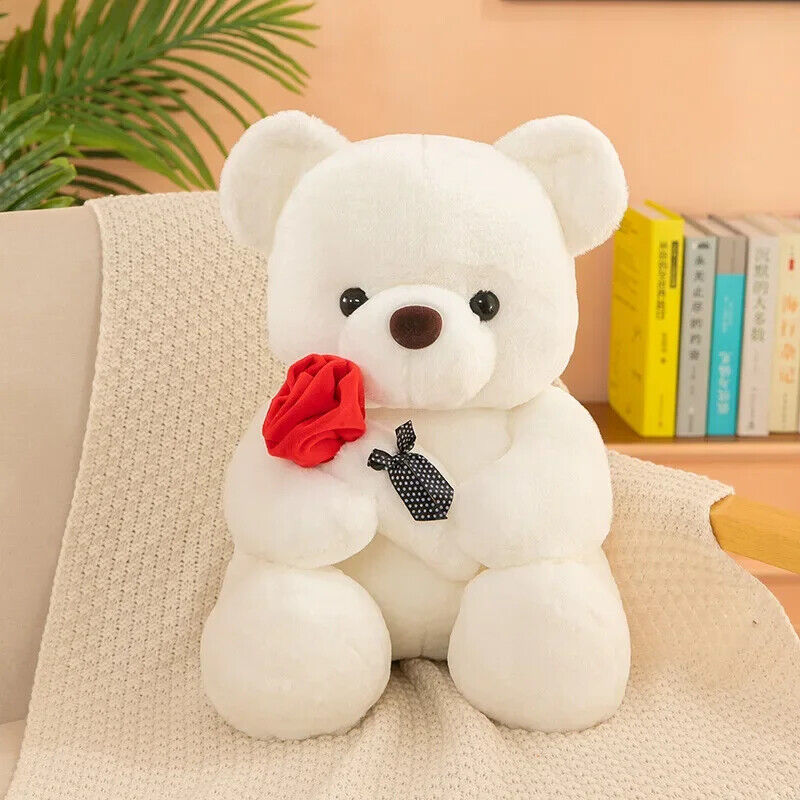 Valentinstag Rosen Teddybär Plüschbär mit Rose Stofftier Geschenk Valentinstag